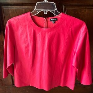 Read Leather Top with 3/4 Length Sleeve